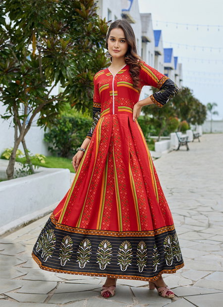 Maroon Colour Rayon Print Gown Collection Wholesale Clothing Suppliers In India Aaradhna 2032